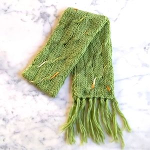 NWOT. Green with Multicolor Knit Pattern Scarf.